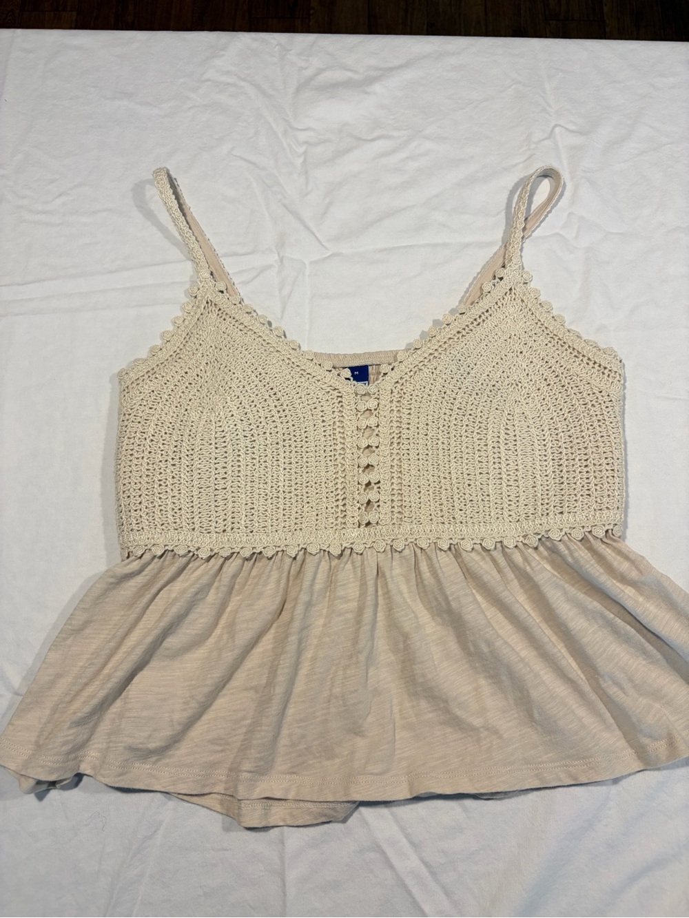 Old Navy Cream Crochet Peplum Cami Top - Women